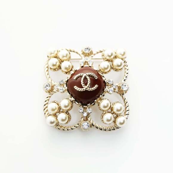 CHANEL Jewelry - CHANEL Gold Logo Brooch
